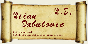 Milan Dabulović vizit kartica